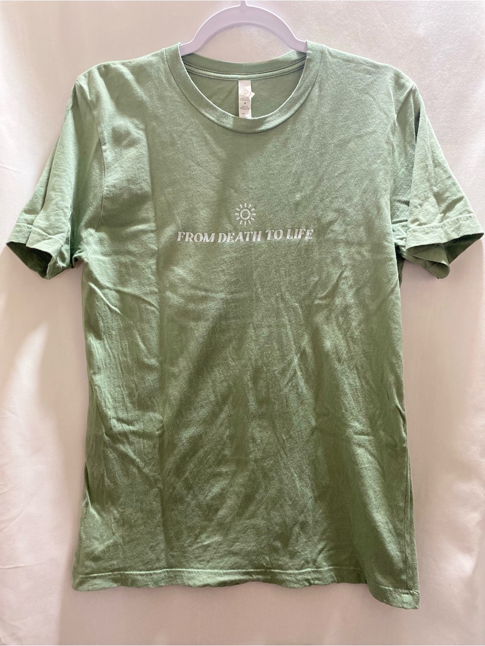 Bella + Canvas Men's Green Double-Sided Religious Graphic Tee Crew Neck Medium